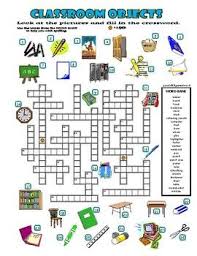 Classroom Objects Crossword Puzzle With Pictures Back To School First Grade Math Worksheets Math Subtraction Worksheets Crossword