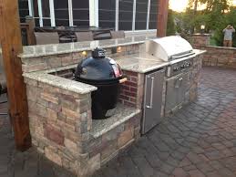 island. smoker has a brick surround for
