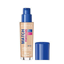 Rimmel London Match Perfection Liquid Foundation Long Lasting Hydrating Formula With Smart Tone Technology And Spf 20 Formula 100 Ivory 30 Ml