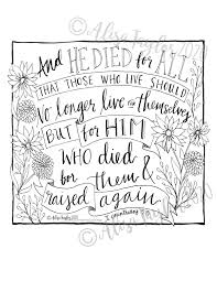 Download He Died For All 2 Corinthians 5 15 Coloring Page Bible Etsy