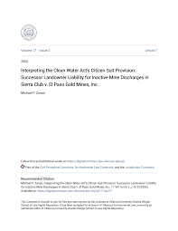 Interpreting the Clean Water Act's Citizen Suit Provision: Successor  Landowner Liability for Inactive Mine Discharges in Sie