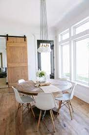 Farmhouse tables are huge right now. 42 Trendy Kitchen Table White Round Dining Rooms Round Dining Table Modern Round Dining Room Modern Farmhouse Dining