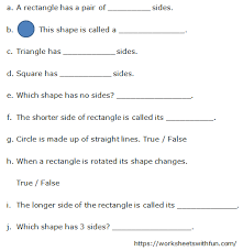 Sort 2d and 3d shapes. Maths Class 1 Plane Shapes Fill In The Blanks Worksheet 5