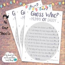 Well, what do you know? Guess Who Mum Or Dad Trivia Quiz Baby Shower Game Mr And Mrs 10 50 Player 3 44 Picclick