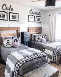 Twin Boys Bedroom Design In My Twins Room We Put Up Board And Batten At 5 Tall All Around The Room And Pai In 2020 Boy Bedroom Design Stylish Kids Room
