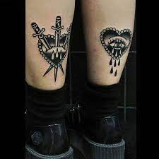 Blackworktattoo Tattoo Done By Vassotats Lowbrow Traditional Heart Tattoos Knee Tattoo Tattoos
