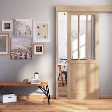 Porte Coulissante Bois Vitree Bela H 204 X L 73 Cm Leroy Merlin Porte Coulissante Bois Porte Coulissante Porte Bois