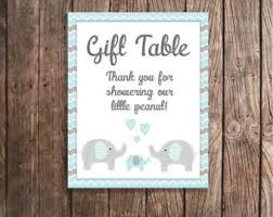 Gift Table Sign Baby Shower Blue Elephant Printable Digital Etsy In 2020 Baby Shower Signs Elephant Baby Shower Decorations Gift Table Signs