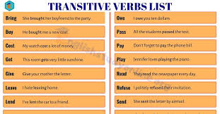 Commonly Used Transitive Verbs In English Transitive Verb English Verbs Verb