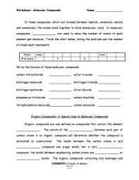 molecular compounds worksheet fill online printable