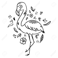 Once dry, these will serve as a background for your class rainforest. Flamingo Doodle Hand Drawn Coloring Page Cartoon Abstract Animal In Scandinavian Style Wild Rainforest Animal Grass Branches With Leaves Flowers And Spots Design Element Tropical Jungle Royalty Free Cliparts Vectors And Stock