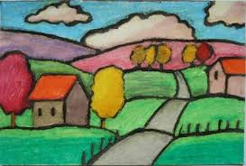 Tanawin mo't ikaw ang s'yang nilalangit. A Faithful Attempt Oil Pastel Landscape Elementary Art Projects Oil Pastel Art