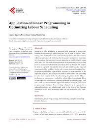 And then, perhaps, will be more. Pdf Application Of Linear Programming In Optimizing Labour Scheduling