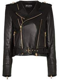 Balmain Leather Biker Jacket Farfetch Biker Jacket Jackets Black Biker Jacket
