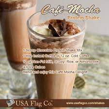 Cafe Mocha Protein Shake Recipe From Usa Flag Co Recipe Mocha Protein Shake Chocolate Protein Shakes Whey Protein Recipes Shakes