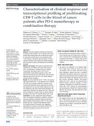PDF) Characterisation of clinical response and transcriptional profiling of  proliferating CD8 T cells in the blood of cancer patients after PD-1  monotherapy or combination therapy