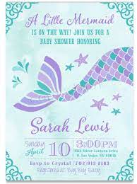 Printable Mermaid Invitation For Girl Baby Shower W Matching Items Nv2992 Mermaid Baby Shower Invitations Mermaid Baby Showers Baby Shower Invitations