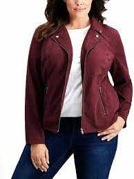 Style Co Women S Plus Size Faux Suede Jacket Burgundy 3x Ebay In 2020 Burgundy Leather Jacket Faux Suede Jacket Womens Hooded Jackets