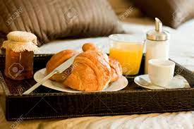 Photo Of Tray With Breakfast Food On The Bed Inside A Bedroom Stock Photo Picture And Royalty Free Image Image 11812921