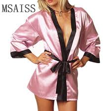 المرأة الحرير الساتان قصيرة ليلة رداء الصلبة كيمونو رداء موضة روب استحمام مثير Bathrobe العروس وصيفه الشرف رداء رداءات Aliexpress