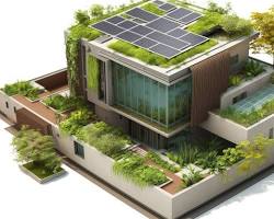 Imagem de green building with solar panels