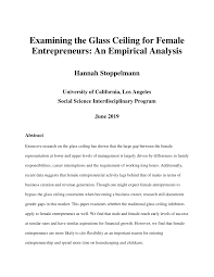 Pdf Examining The Glass Ceiling For Female Entrepreneurs An Empirical Analysis