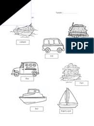 Kenderaan di atas air adalah serperti kapal,feri,hovercraft dan hydrofoil. Lembaran Kje St Prasekolah Tema Kenderaan