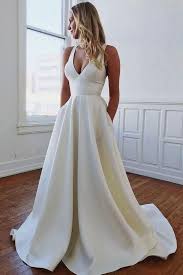 29 Great A Line Wedding Dresses In 2020 Satin Wedding Gown V Neck Wedding Dress Elegant Wedding Dress