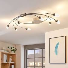 plafonnier led deyan dimmable 8 lampes rond de lampenwelt com ceiling lights track lighting light
