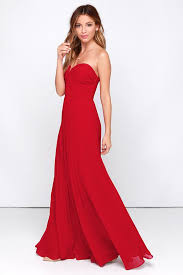 Always Charming Strapless Red Maxi Dress Red Prom Dress Red Strapless Dress Red Dress Maxi