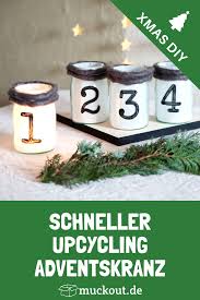Upcycling Diy Adventskranz Mit Altglas Last Minute Advent Und Weihnachten Basteln Adventskranz Fensterbilder Weihnachten Basteln