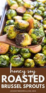Honey Soy Roasted Brussels Sprouts Recipe In 2021 Veggie Dishes Sprout Recipes Sweet Brussel Sprouts Recipe