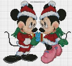 Christmas Mickey Minnie Cross Stitch Disney Cross