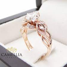 18k Rose Gold Diamant Verlobungsring Calla Lily Einzigartige Verlobungsring Naturliche Klarheit Verbessert 3 4 Karat Diamant Ring Rose Gold Diamond Ring Engagement Unique Engagement Rings Wedding Rings Unique