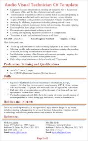 audio visual technician cv template +