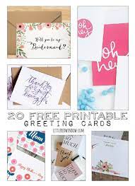 To create your card simply print, cut around the outline, and fold down the center! 20 Free Printable Greeting Cards Little Red Window