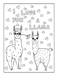 Valentine S Day Llama Coloring Unicorn Coloring Pages Printables Free Kids Coloring Love Coloring Pages