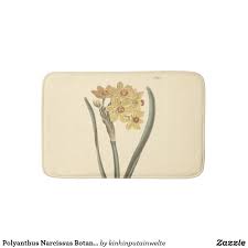 Polyanthus Narcissus Botanical Illustration Bath Mat Zazzle Com Floral Bath Mats Narcissus Botanical Illustration
