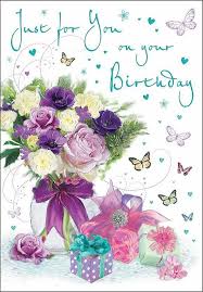 Happy Birthday Greetings For Women Birthday Card Female Just For You Flowers Presents Regal Quality New Happy Birthday Flower Happy Birthday Greetings Friends Happy Birthday Wishes Cards