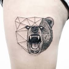 Geometric hand drawn patterned head bear vector. Geometric Bear Face Tattoo Novocom Top