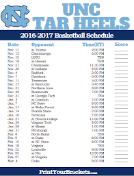 North Carolina Tar Heels 2016 2017 College Basketball Schedule Basketball Schedule College Basketball Tarheels Basketball