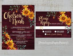 Rustic Sunflower Fall Wedding Invitationsunflowersburgundy Etsy In 2020 Sunflower Wedding Invitations Fall Wedding Invitations Wedding Invitations Rustic