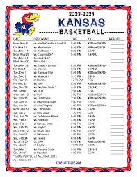 Ku Printable Basketball Schedule