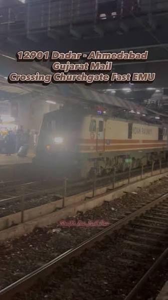 The #speedster Of #indianrailways WAP #5 Locomotive , 12901 Dadar - Ahmedabad Gujrat Mail Led By Speedster 30193 WAP-5 Of Vadodara Shed Under Western Railway Crossing 90944 Virar - Churchgate Fast EMU ...
