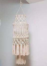Amazon Com Macrame Fringed Lamp Shade Home Decor Handmade 9 8 Wx 57 L Home Kitchen Macrame Patterns Tutorials Macrame Patterns Macrame Design