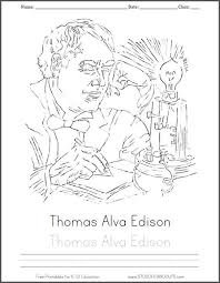 Maybe you would like to learn more about one of these? Thomas Alva Edison Free Printable Coloring Sheet For Kids With Handwriting Practice Thomas Edison Activities Alva Edison Free Printable Coloring Sheets