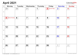 Et, sunday, march 21, 2021. Calendar April 2021 Uk With Excel Word And Pdf Templates