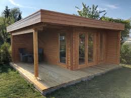 Modernes Gartenhaus Mit Terrasse Hansa Lounge 12m 44mm 5x5 Hansagarten24 Gartenhaus Mit Terrasse Gartenhaus Gartenburo