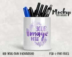 Download Dye Sublimation Ceramic Pencil Holder Mockup Add Your Own Etsy Pen Holders Mockup Pencil Holder