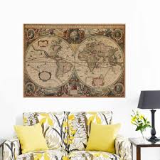 Vintage Nautical Retro Paper World Map Poster Wall Chart Home Decoration Wall Sticker Decals Globe Old World Home Decoration